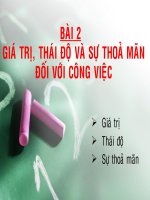 Giá Trị, Thái Độ Và Sự Thỏa Mãn Đối Với Công Việc