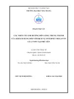 Các nhân tố ảnh hưởng đến lòng trung thành của khách hàng đối với dịch vụ internet MegaVNN của VNPT tại phú yên 