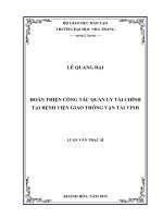 Hoàn thiện công tác quản lý tài chính tại bệnh viện giao thông vận tải vinh 