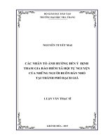 Các nhân tố ảnh hưởng đến ý định tham gia bảo hiểm xã hội tự nguyện của những người buôn bán nhỏ tại thành phố rạch giá 