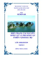 HIỆN TRẠNG TÀI NGUYÊN SINH VẬT VÀ PHI SINH VẬT Ở BIỂN VỊNH BẮC BỘ