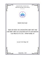 Một số nhân tố ảnh hưởng đến mức độ chi tiêu cho các loại hải sản của du khách tại thị xã cửa lò   tỉnh nghệ an 