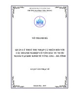 Quản lý thuế thu nhập cá nhân đối với các doanh nghiệp có vốn đầu tư nước ngoài tại khu kinh tế vũng áng   hà tĩnh 