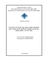 xây dựng cơ sở dữ liệu phát triển mô hình trữ lượng nước dưới đất (imod) tại huyện phong điền – tp.cần thơ