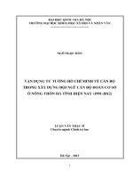 Vận dụng tư tưởng hồ chí minh về cán bộ trong xây dựng đội ngũ cán bộ đoàn cơ sở ở nông thôn hà tĩnh hiện nay (1991  2012)  luận văn ths  khoa học chính trị