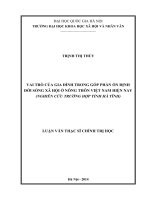 Vai trò của gia đình trong góp phần ổn định đời sống xã hội ở nông thôn việt nam hiện nay ( nghiên cứu trường hợp tỉnh hà tĩnh 