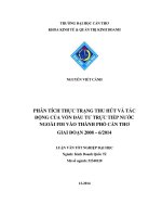 phân tích thực trạng thu hút và tác động của vốn đầu tư trực tiếp nước ngoài fdi vào thành phố cần thơ giai đoạn 2008 đến 6 tháng đầu năm 2014