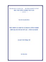 phát triển các hợp tác xã dịch vụ nông nghiệp trên địa bàn huyện mỹ lộc – tỉnh nam định