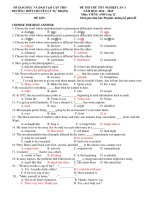 Đề thi thử THPT Quốc gia môn tiếng Anh lần 3 năm 2015 trường THPT Lý Tự Trọng, Cần Thơ