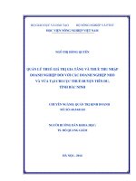 quản lý thuế giá trị gia tăng và thuế thu nhập doanh nghiệp đối với các doanh nghiệp nhỏ và vừa tại chi cục thuế huyện tiên du, tỉnh bắc ninh