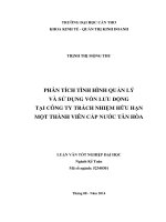 phân tích tình hình quản lý và sử dụng vốn lưu động tại công ty trách nhiệm hữu hạn một thành viên cấp nước tân hòa 