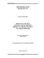 khảo sát chữ hán văn bản “lê tổ truyện” trong “vũ trung tùy bút” của phạm đình hổ 
