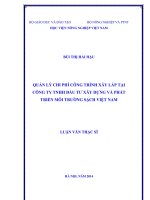 quản lý chi phí công trình xây lắp tại công ty tnhh đầu tư xây dựng và phát triển môi trường sạch việt nam