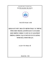 Khảo sát mức độ gây bệnh ở hậu ấu trùng tôm chân trắng (litopenaeus vannamei) khi nhiễm vibrio và đề xuất giải pháp phòng chống tại cơ sở sản xuất giống ninh hải, ninh thuận 