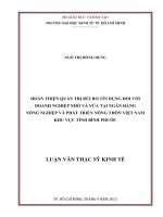 hoàn thiện quản trị rủi ro tín dụng đối với doanh nghiệp nhỏ và vừa tại ngân hàng nông nghiệp và phát triển nông thôn việt nam khu vực tỉnh bình phước