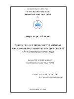 Nghiên cứu quá trình chiết và khảo sát khả năng kháng vi sinh vật của dịch chiết từ cây sả (cymbopogon citratus stapf) 