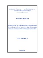 đánh giá công tác giải phóng mặt bằng thực hiện dự án cải tạo quốc lộ 1a và dự án khu công nghiệp phúc sơn tại thành phố ninh bình, tỉnh ninh bình