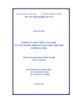 nghiên cứu phát triển làng nghề gắn với chương trình xây dựng nông thôn mới ở tỉnh bắc ninh