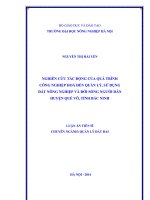 nghiên cứu tác động của quá trình công nghiệp hoá đến quản lý, sử dụng đất nông nghiệp và đời sống người dân huyện quế võ, tỉnh bắc ninh