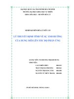 LÝ THUYẾT ĐỊNH TÍNH VỀ SỰ ẢNH HƯỞNG  CỦA DUNG MÔI LÊN TỐC ĐỘ PHẢN ỨNG