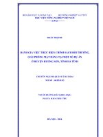 đánh giá việc thực hiện chính sách bồi thường, giải phóng mặt bằng tại một số dự án ở huyện hương sơn, tỉnh hà tĩnh