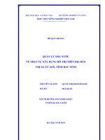 quản lý nhà nước về trật tự xây dựng đô thị trên địa bàn thị xã từ sơn, tỉnh bắc ninh