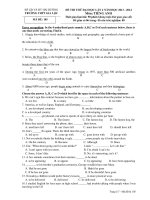 Đề thi thử THPT Quốc gia môn tiếng Anh lần 2 năm 2014 trường THPT Gia Lộc, Hải Dương