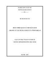 Hoàn thiện quản lý chi ngân sách cho đầu tư xây dựng cơ bản của tỉnh nghệ an 