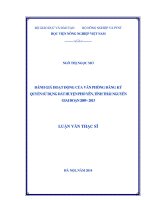 đánh giá hoạt động của văn phòng đăng ký quyền sử dụng đất huyện phổyên, tỉnh thái nguyên giaiđoạn 2009  2013