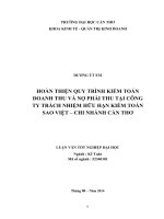 hoàn thiện quy trình kiểm toán doanh thu và nợ phải thu tại công ty trách nhiệm hữu hạn kiểm toán sao việt – chi nhánh cần thơ
