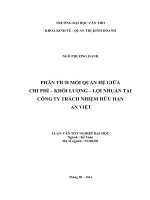 phân tích mối quan hệ giữa chi phí – khối lượng – lợi nhuận tại công ty trách nhiệm hữu hạn an việt 