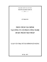 Phân tích tài chính tại công ty cổ phần công nghệ dược phẩm việt pháp 