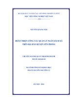 hoàn thiện công tác quản lý ngân sách xã trên địa bàn huyện yên phong