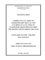 Nghiên cứu các nhân tố ảnh hưởng đến nhu cầu vốn lưu động của các công ty ngành dược phẩm niêm yết trên thị trường chứng khoán việt nam 