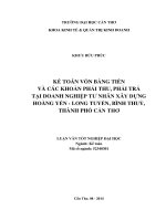 kế toán vốn bằng tiền và các khoản phải thu, phải trả tại doanh nghiệp tư nhân xây dựng hoàng yến   long tuyền, bình thuỷ, thành phố cần thơ