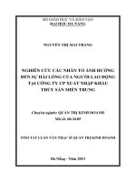 Nghiên cứu các nhân tố ảnh hưởng đến sự hài lòng của người lao động tại công ty cổ phần xuất nhập khẩu thủy sản miền trung