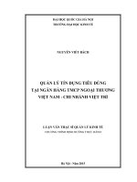 Quản lý tín dụng tiêu dùng tại ngân hàng TMCP ngoại thương việt nam   chi nhánh việt trì 