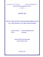 quản lý thu thuế thu nhập doanh nghiệp tại chi cục thuế hải hậu, cục thuế tỉnh nam định