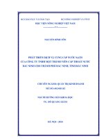 phát triển dịch vụ cung cấp nước sạch của công ty tnhh một thành viên cấp thoát nước bắc ninh cho thành phố bắc ninh, tỉnh bắc ninh
