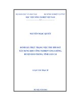 đánh giá thực trạng việc thu hồi đất xây dựng khu công nghiệp tằng loỏng, huyện bảo thắng, tỉnh lào cai
