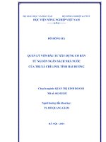 quản lý vốn đầu tư xây dựng cơ bản từ nguốn ngân sách nhà nước của thị xã chí linh, tỉnh hải dương