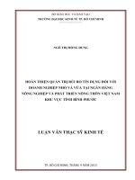 Hoàn thiện quản trị rủi ro tín dụng đối với doanh nghiệp nhỏ và vừa tại ngân hàng nông nghiệp và phát triển nông thôn việt nam khu vực tỉnh bình phước 