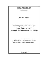 Chất lượng nguồn nhân lực tại ngân hàng TMCP quân đội   chi nhánh đống đa, hà nội 