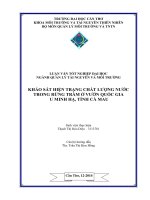 khảo sát hiện trạng chất lượng nước trong rừng tràm ở vườn quốc gia u minh hạ, tỉnh cà mau