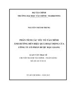 phân tích các yếu tố tài chính ảnh hưởng đến hiệu quả hoạt động của công ty cổ phần dược hậu giang