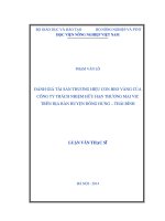 đánh giá tài sản thương hiệu con heo vàng của công ty trách nhiệm hữu hạn thương mại vic trên địa bàn huyện đông hưng – thái bình