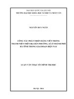 Công tác phát triển đảng viên trong thanh niên trên địa bàn phường, xã ở thành phố hà tĩnh trong giai đoạn hiện nay 