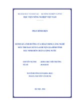 đánh giá ảnh hưởng của hoạt động làng nghề mây tre đan xuân lai huyện gia bình tỉnh bắc ninh đến chất lượng nước