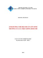 ảnh hưởng chế độ cho ăn lên sinh trưởng của gà thịt giống ross 308