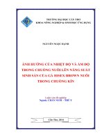 ảnh hưởng của nhiệt độ và ẩm độ trong chuồng nuôi lên năng suất sinh sản của gà hisex brown nuôi trong chuồng kín